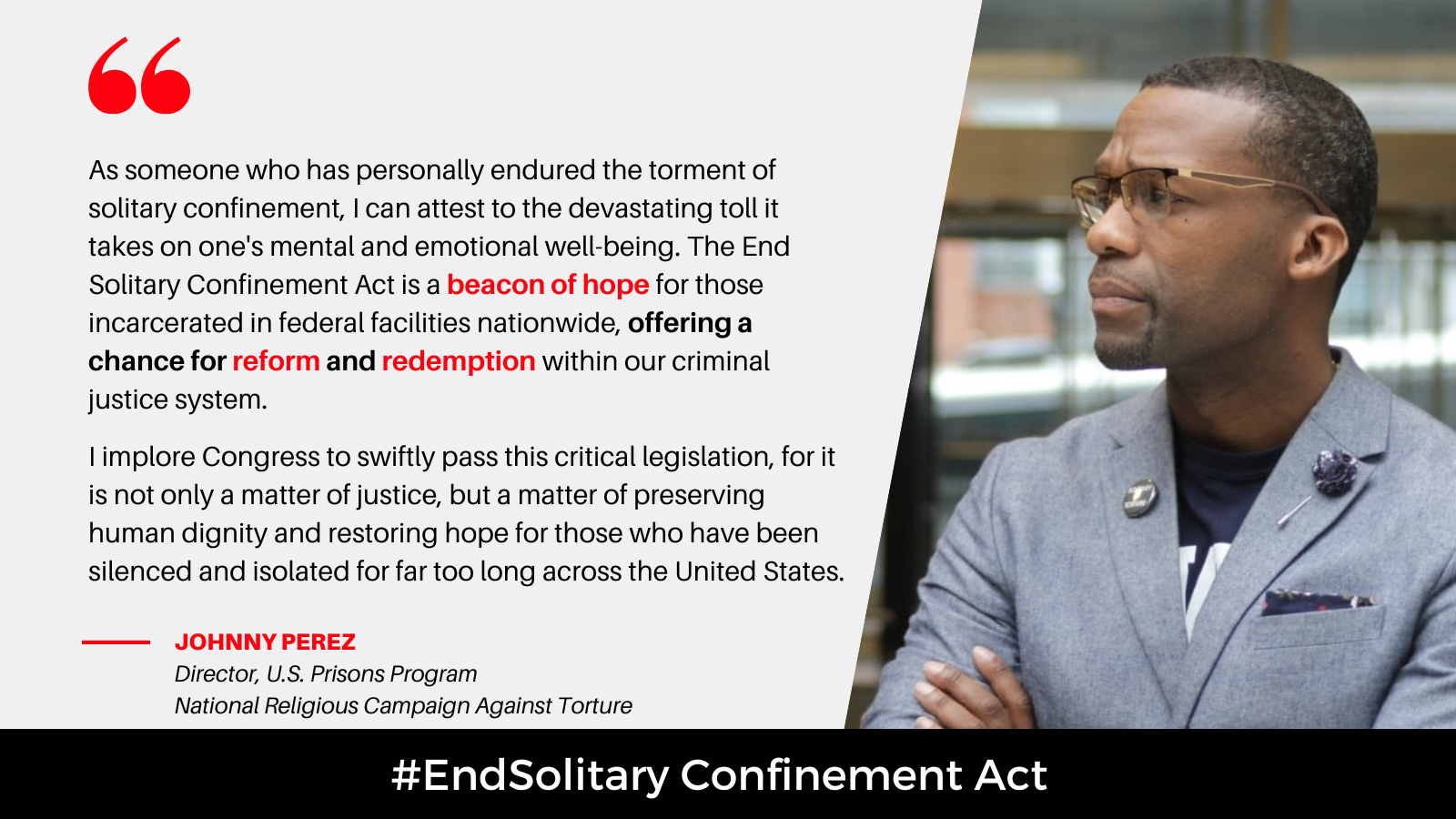 Johnny Perez in Support of the End Solitary Confinement Act